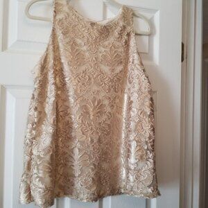 Evening by Eci New York Gold Champagne Blouse, Size M, NWT